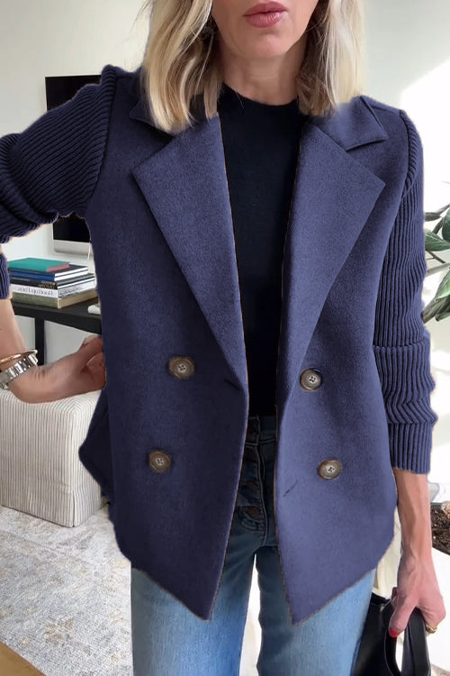 Lenora - Premium Chic Knit-Sleeve Blazer