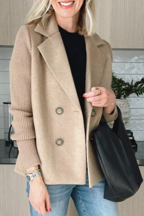 Lenora - Premium Chic Knit-Sleeve Blazer
