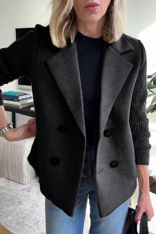 Lenora - Premium Chic Knit-Sleeve Blazer