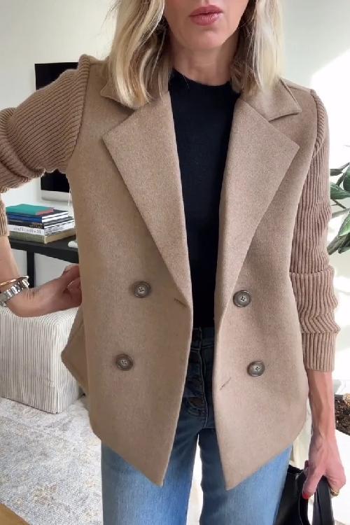 Lenora - Premium Chic Knit-Sleeve Blazer